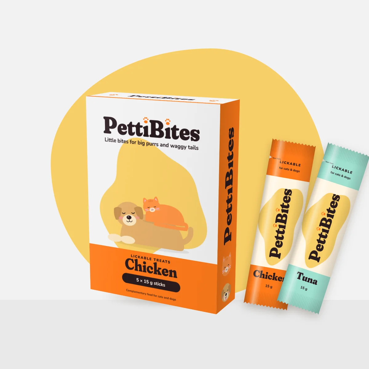 PettiBites Chicken carton with two lickable sticks